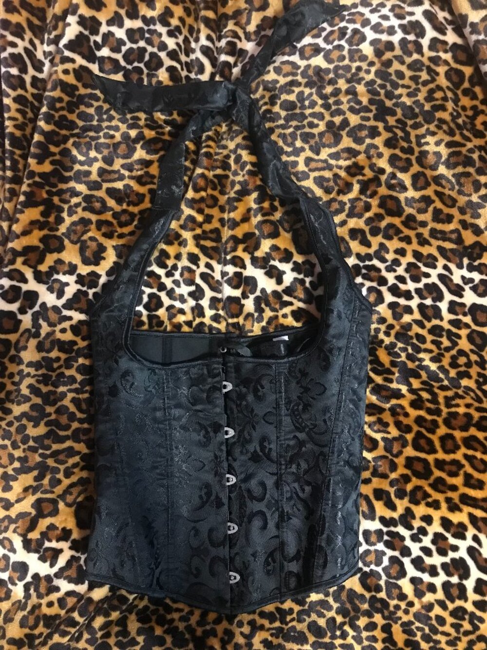SHEIN Black Halter Strapped Corset